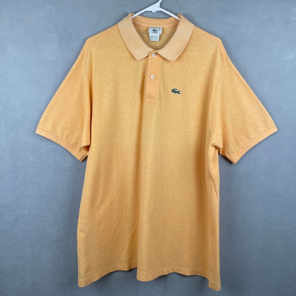 VTG Lacoste Men Orange Heather Short Sleeve Polo Shirt Made in France 7 XXL Golf